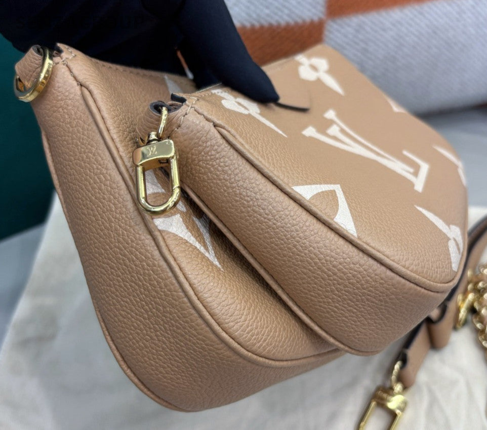 Louis Vuitton Monogram Chain Shoulder Bag Crossbody Beige Gold Women Classic