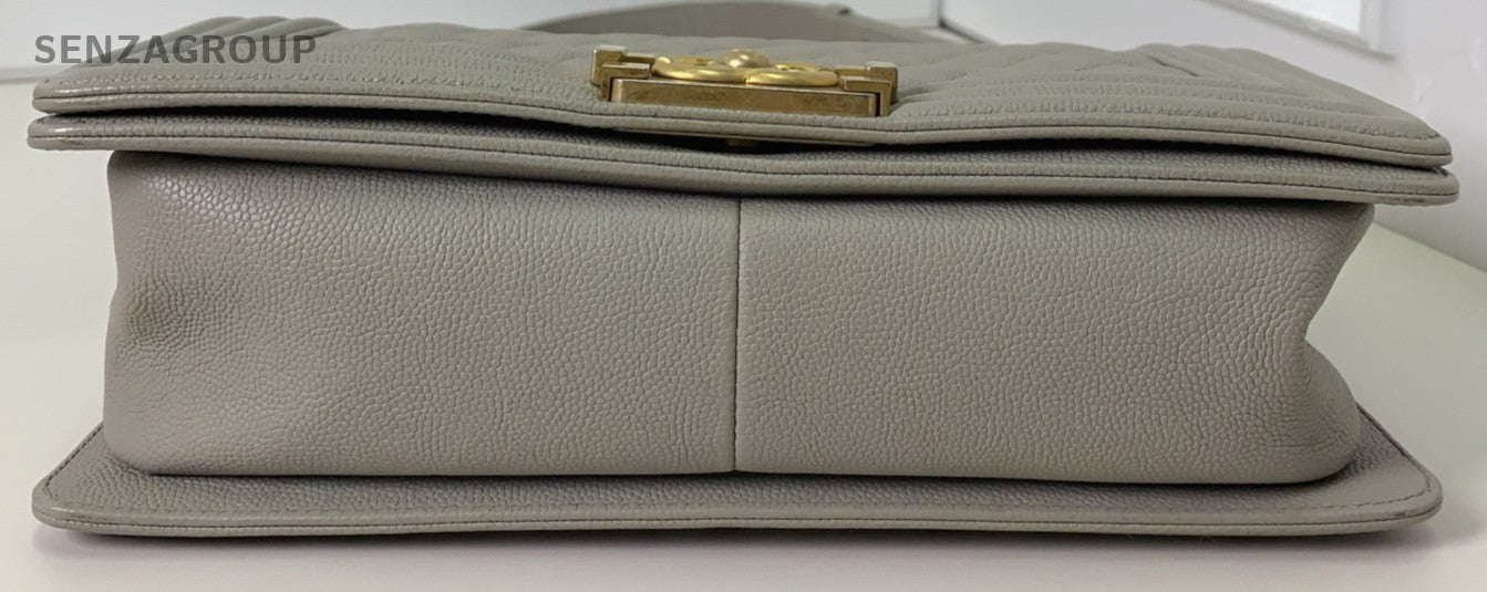 Chanel Leboy Chain Shoulder Bag Gray Gold Women Classic Designer Diamond