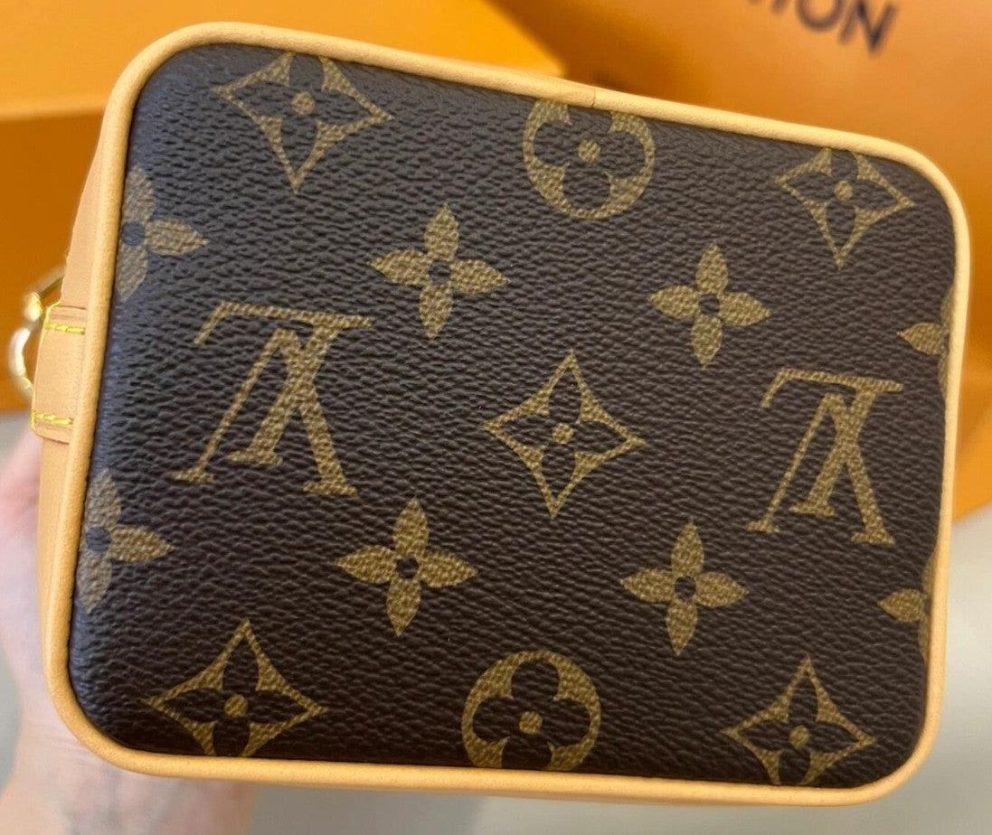 Louis Vuitton Monogram Nano Bucket Shoulder Bag Brown Gold Used Women Classic