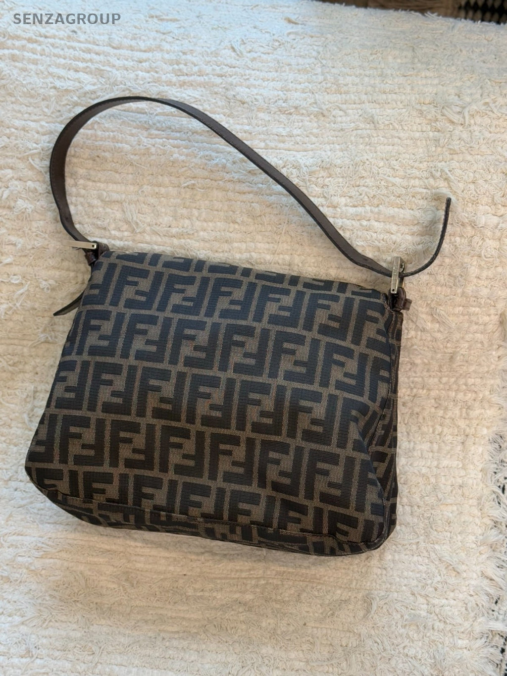 FENDI FF Vintage Monogram Shoulder bag Brown Classic Women