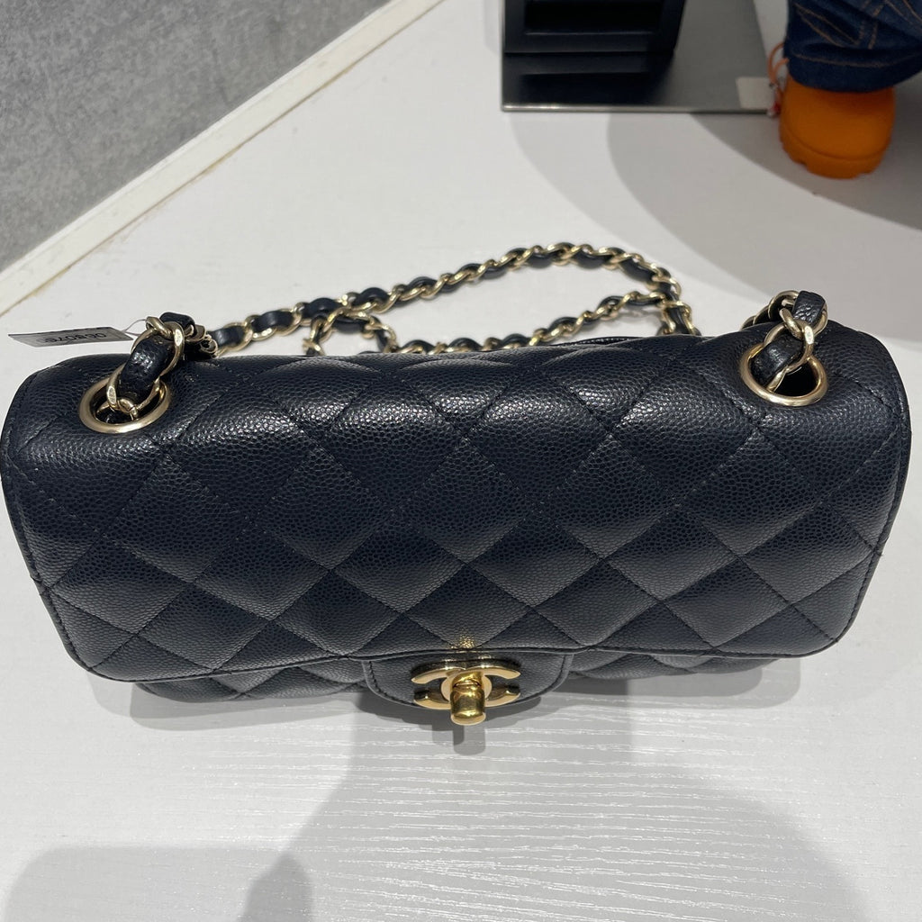 Chanel Classic Flap Mini Black Gold Calfskin Chain Shoulder Bag