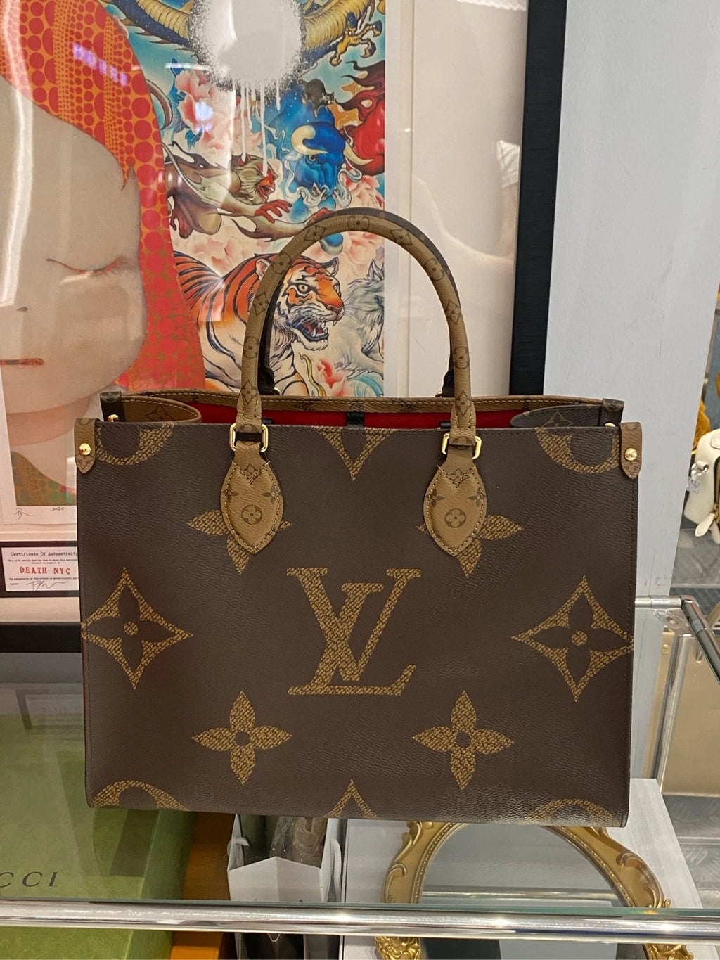 Louis Vuitton OnTheGo MM Monogram Canvas Shoulder Bag Handbag Excellent