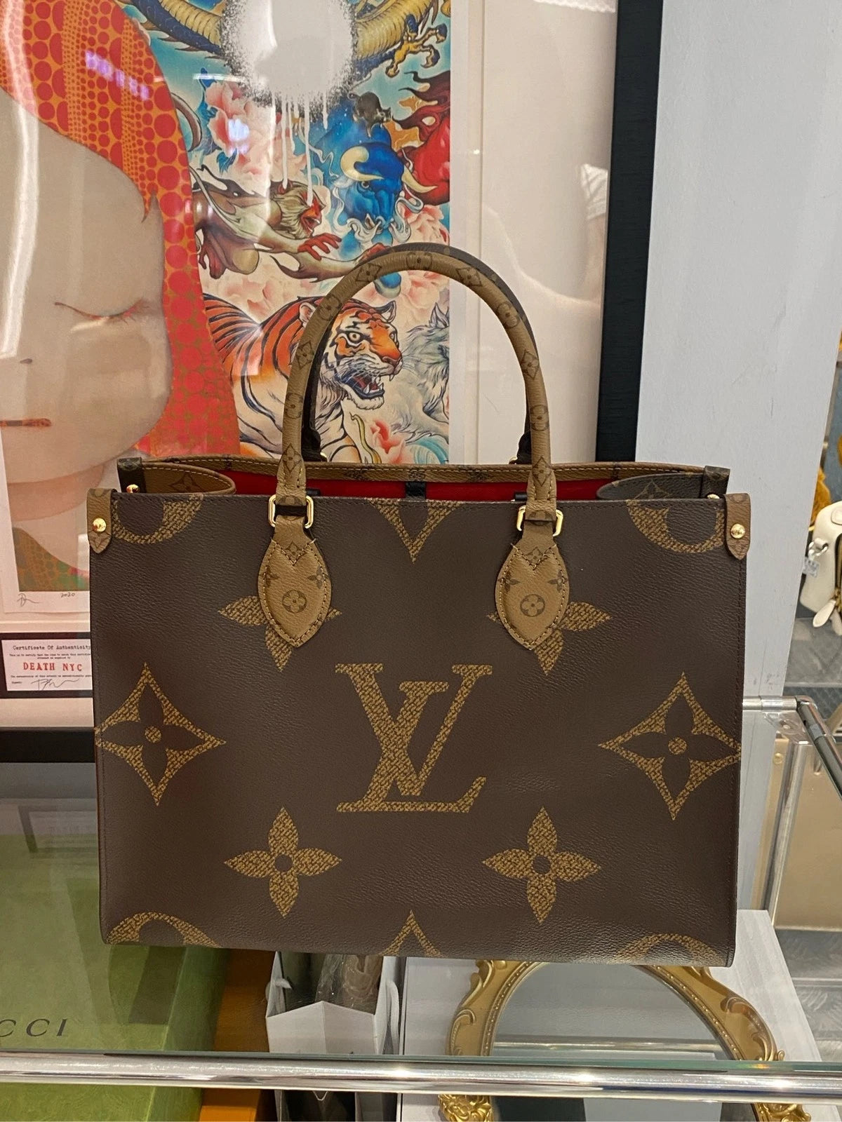 Louis Vuitton OnTheGo MM Monogram Canvas Shoulder Bag Handbag Excellent