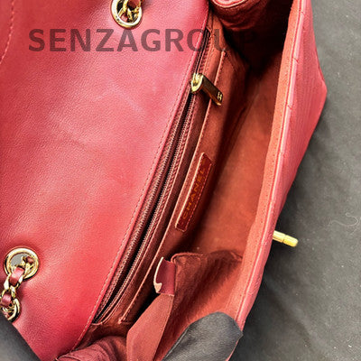 Chanel V-Quilted Flap Chain Shoulder Crossbody Bag Red Gold Hardware