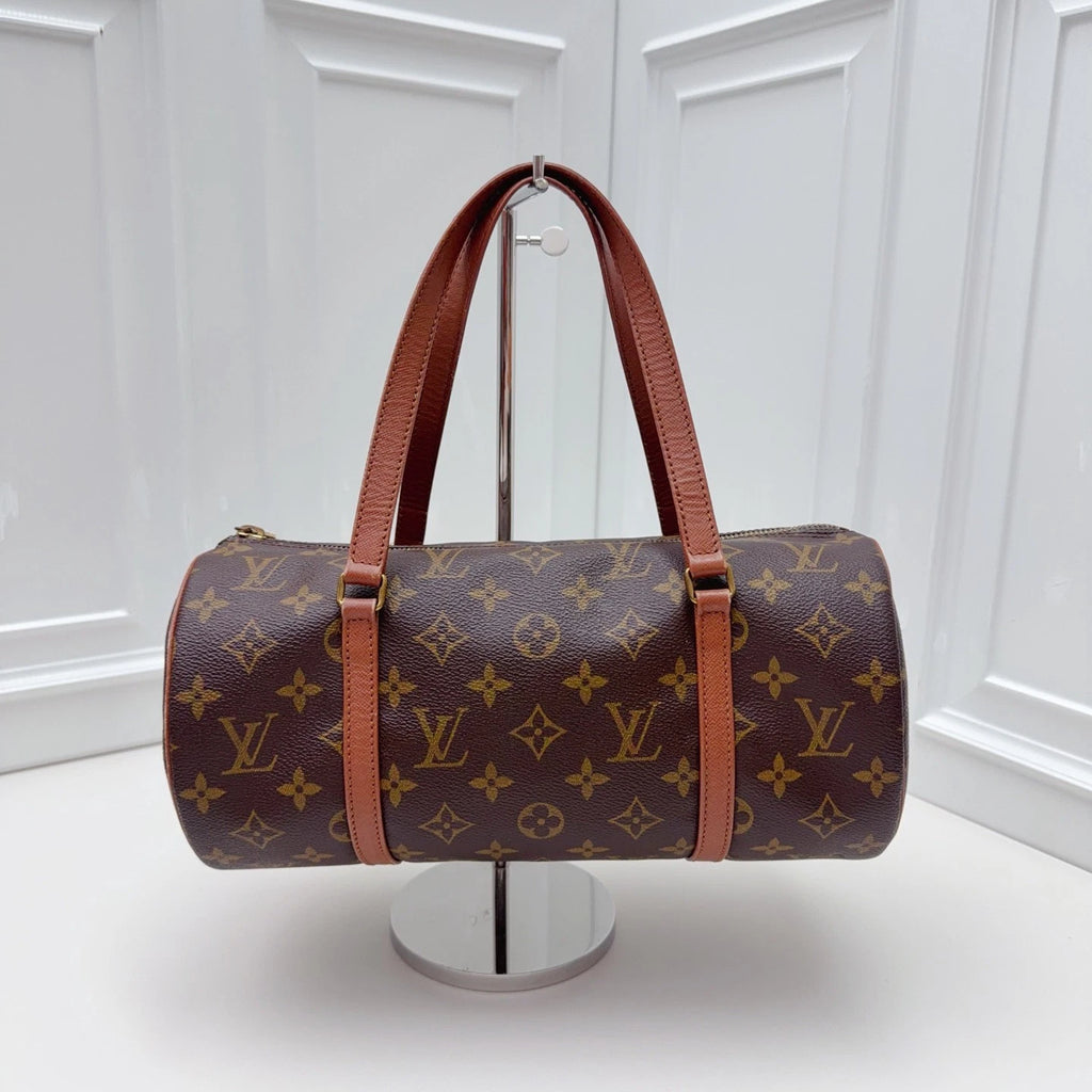 Louis Vuitton Papillon Vintage Monogram Shoulder Bag Brown Gold Used Women