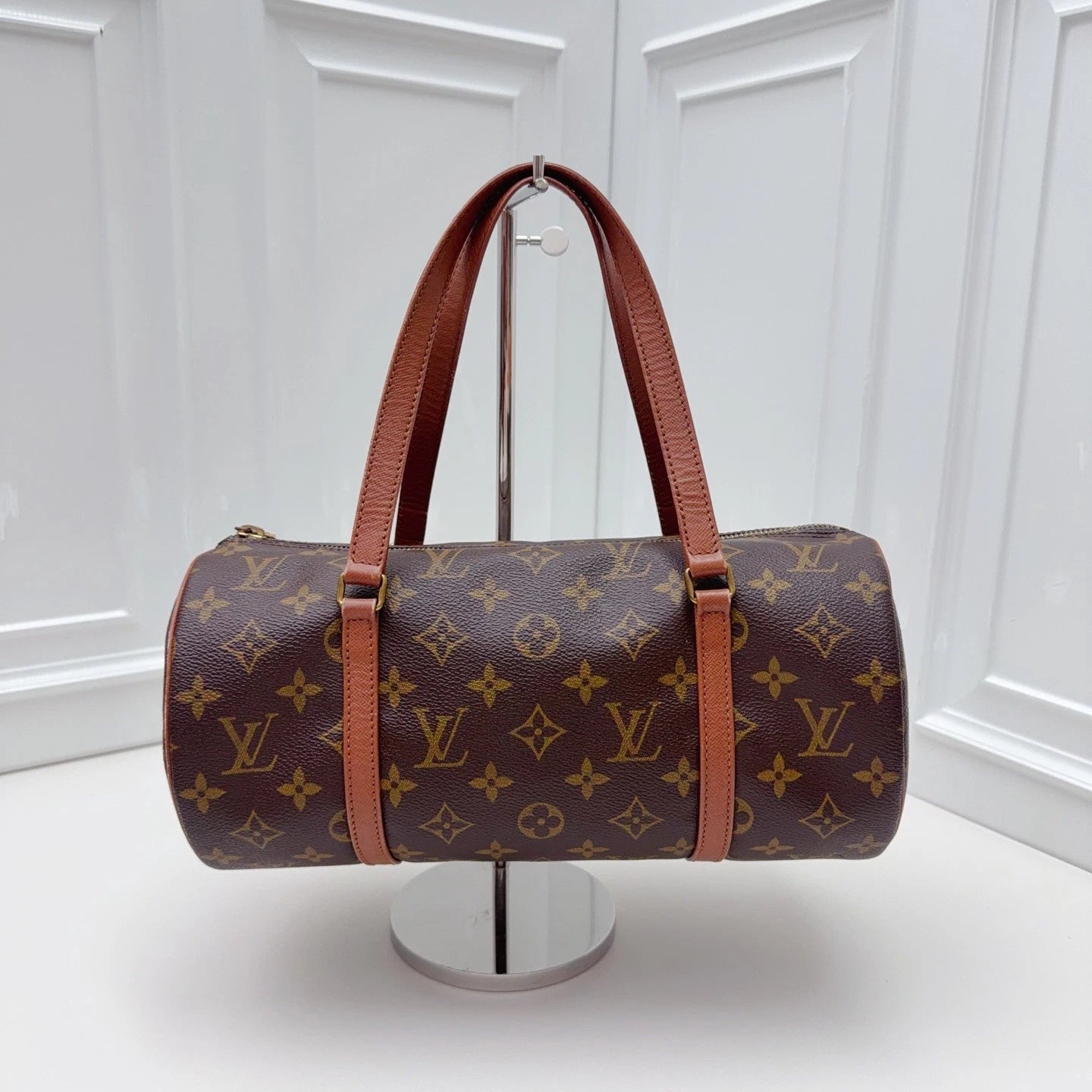 Louis Vuitton Papillon Vintage Monogram Shoulder Bag Brown Gold Used Women