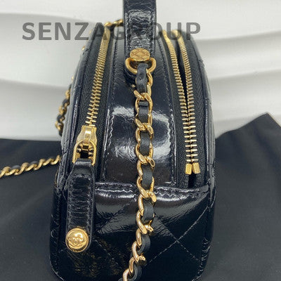 Chanel 23K Black Mini Handbag Shoulder Crossbody Bag Gold Hardware Women
