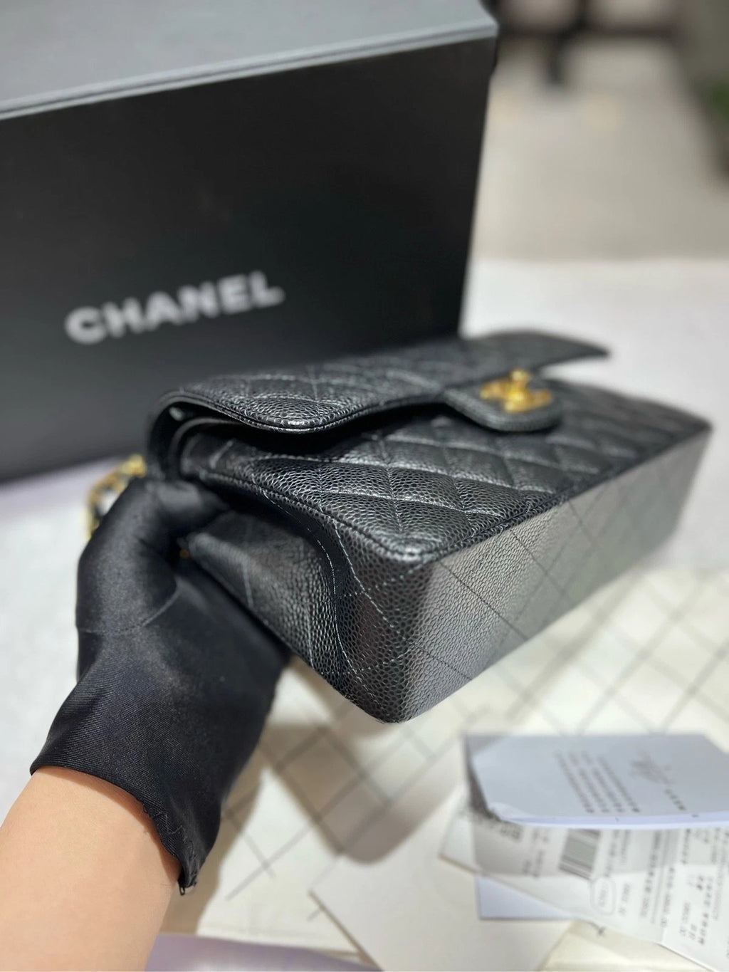 CHANEL CF Small Black Leather Shoulder Bag For Women