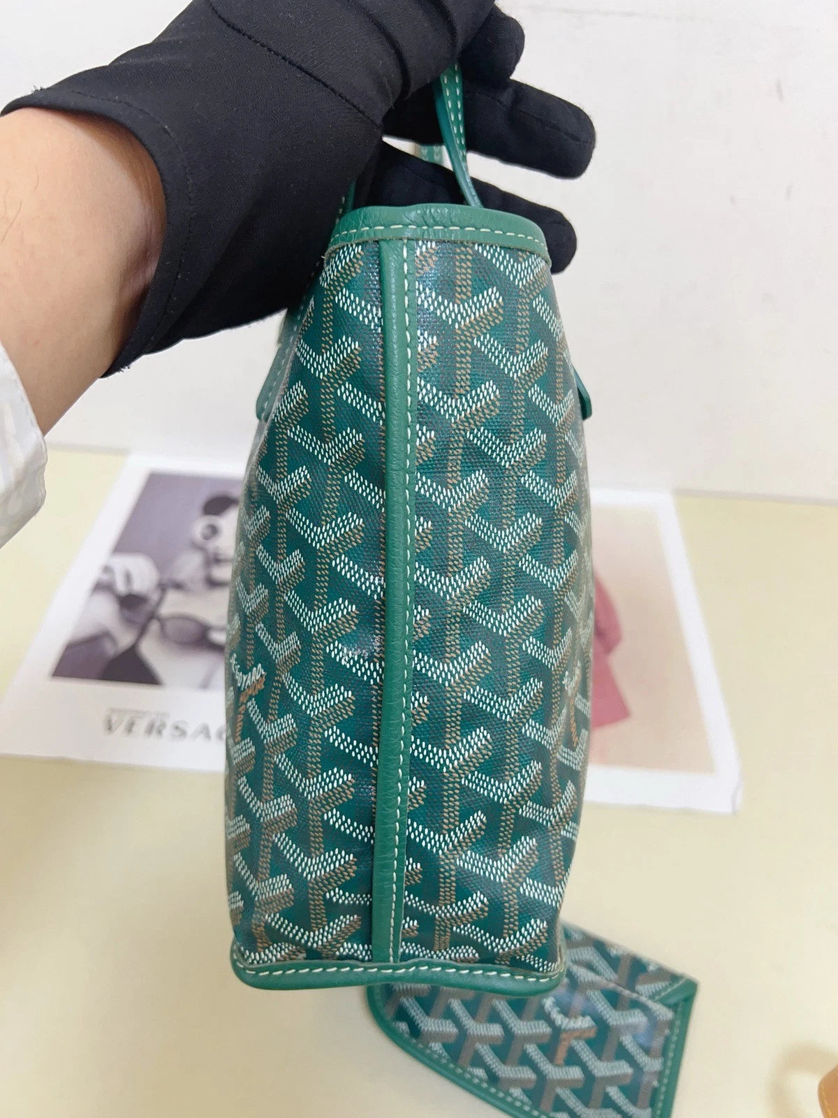 Goyard Tote Mini Green Silver Shoulder Bag Used Women Classic