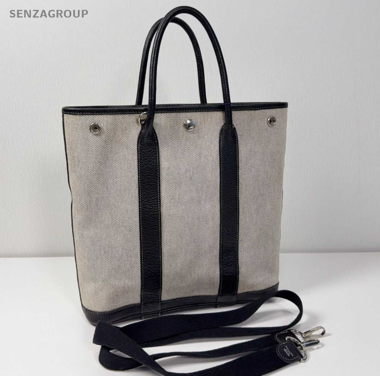 Hermes Garden Flie28 Handbag Crossbody Gray Black Silver Women Classic