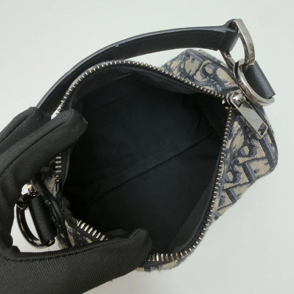 Christian Dior Monogram Mini Top Handle Crossbody Bag Blue Black Women