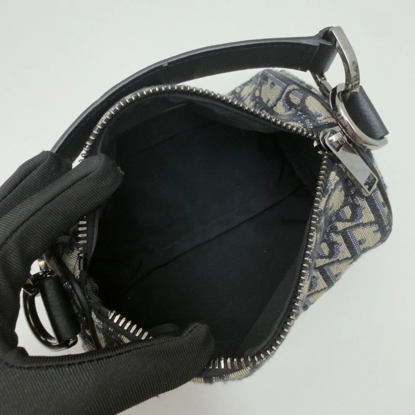 Christian Dior Monogram Mini Top Handle Crossbody Bag Blue Black Women