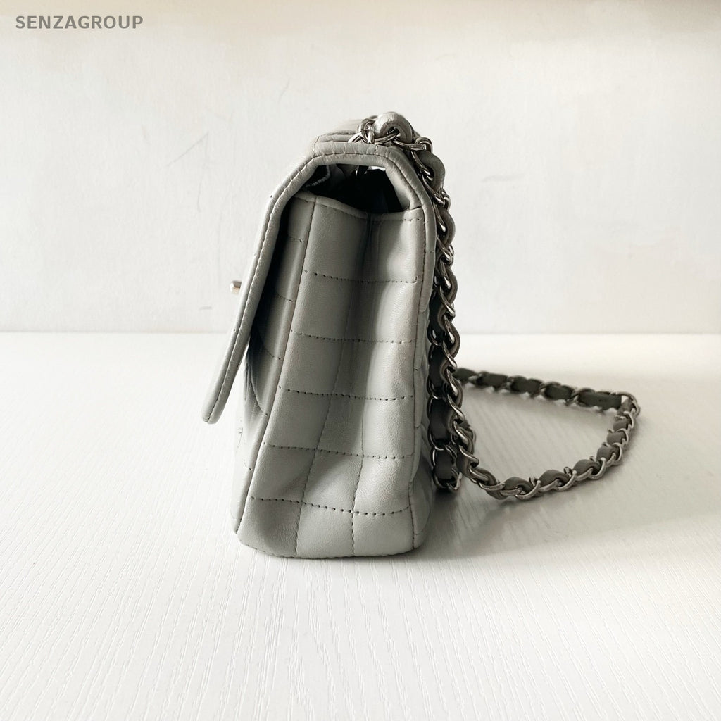 Chanel Classic Flap Four-leaf Clover Series Chain Shoulder bag Gray Silver