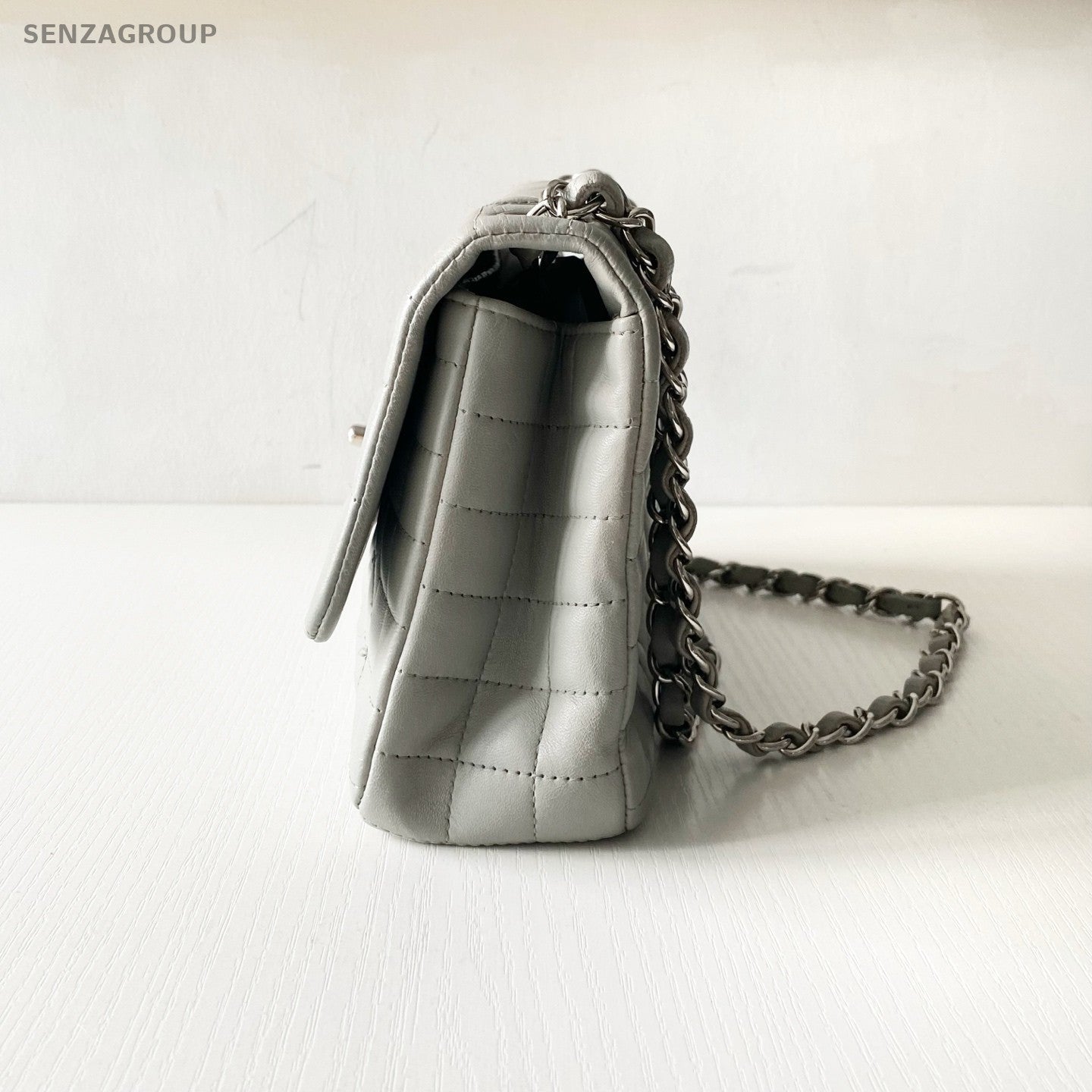 Chanel Classic Flap Four-leaf Clover Series Chain Shoulder bag Gray Silver