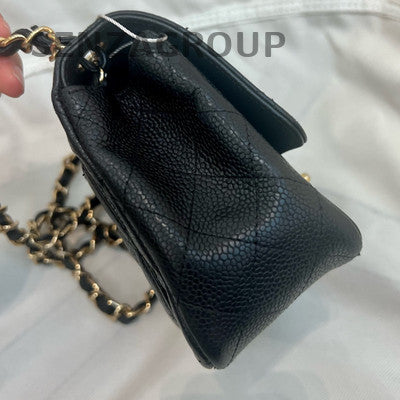Chanel Quilted Classic Flap Chain Shoulder Bag Black Gold