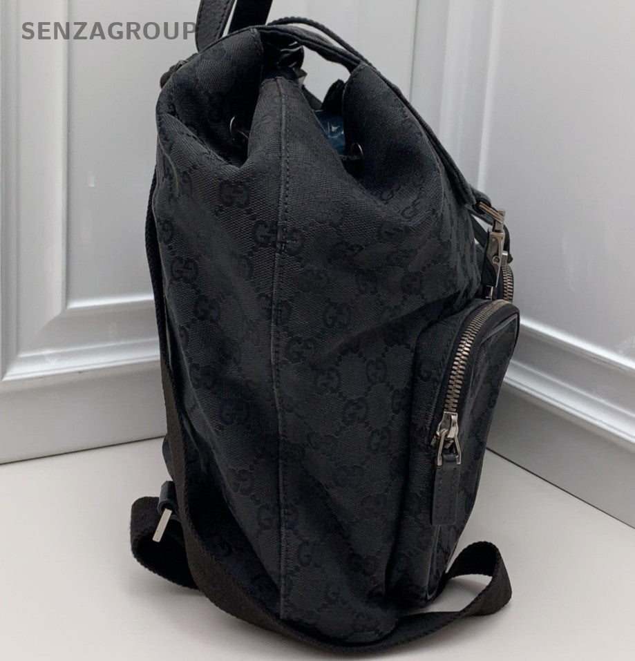 Gucci Denim Canvas Ophidia Backpack Black Silver Unisex Adults Classic