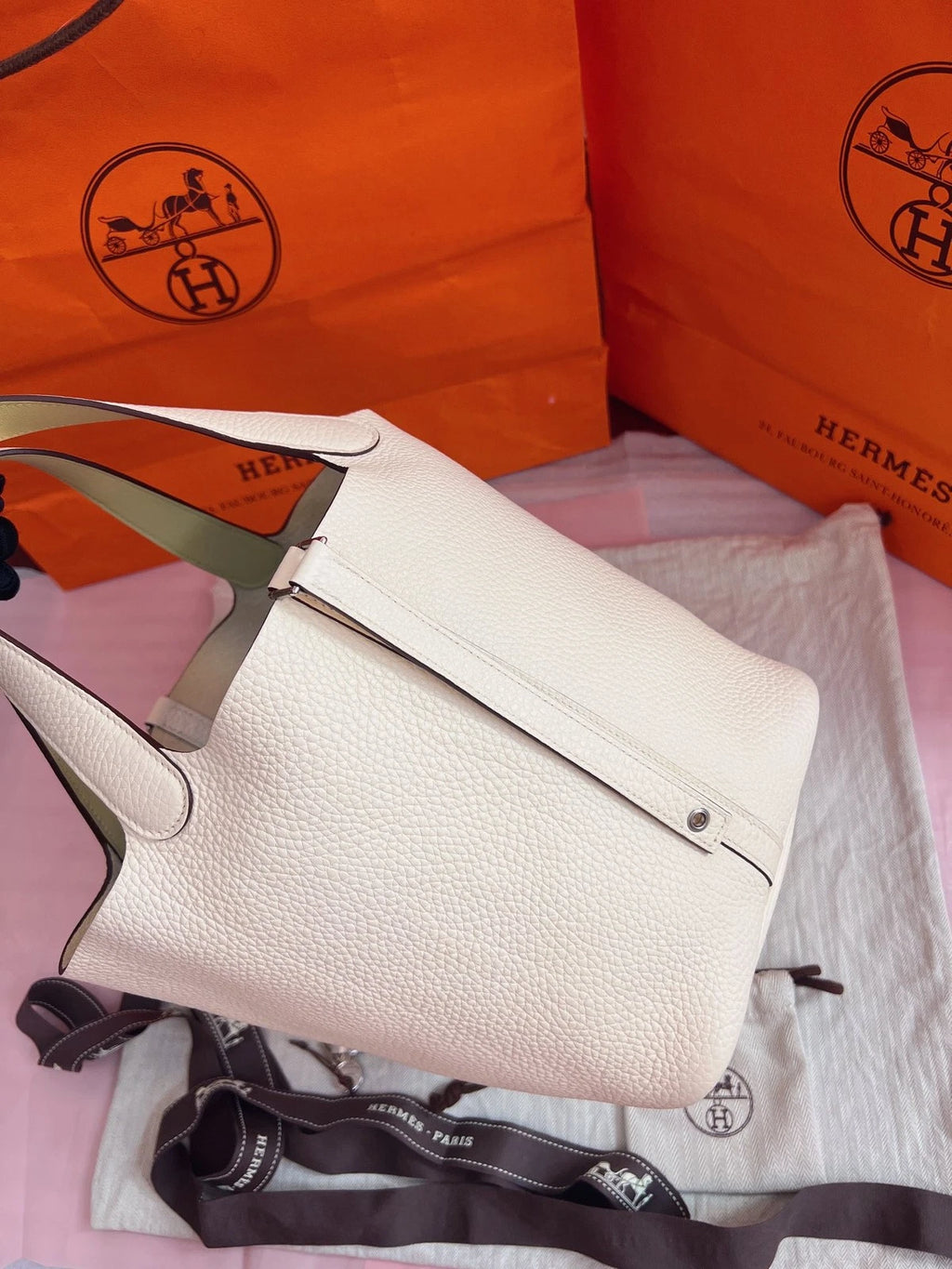 Hermès Picotin Lock 22 Cabas Picotin Bucket Bag Handbag Nata Cream White