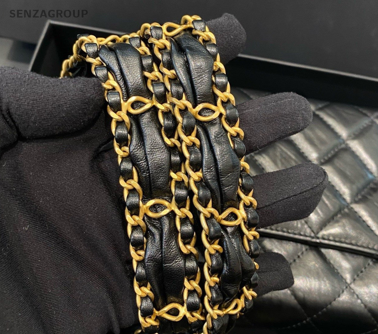 Chanel 19Bag Calfskin Chain Shoulder Bag Crossbody Black Gold Women Classic