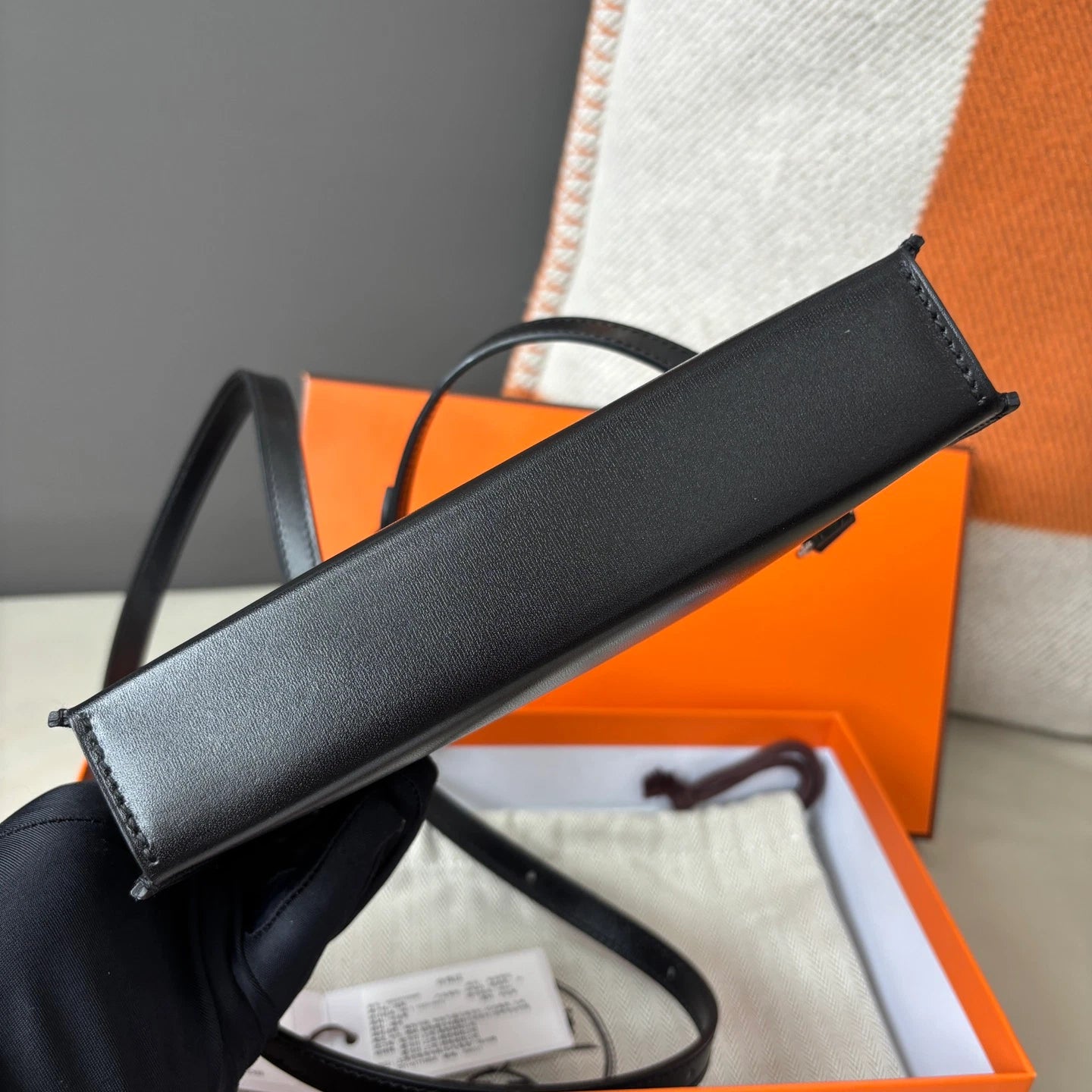 Hermes Snap Wallet 2Way Shoulder Bag Crossbody Black Silver Women Classic