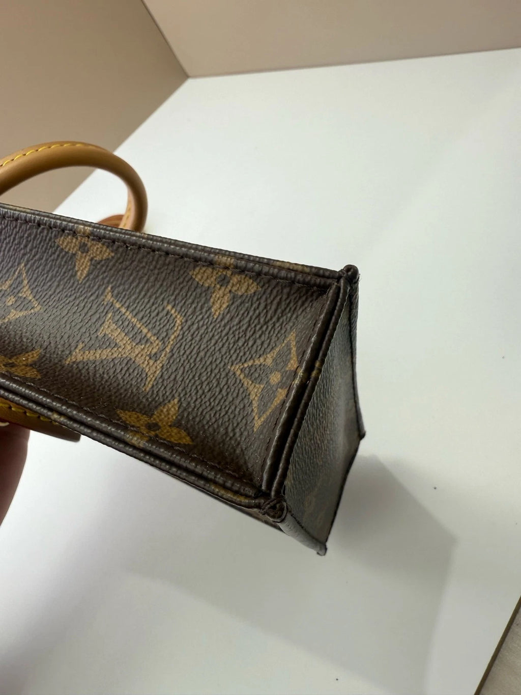 Louis Vuitton Petit Sac Plat Monogram Canvas Mini Tote Handbag Crossbody