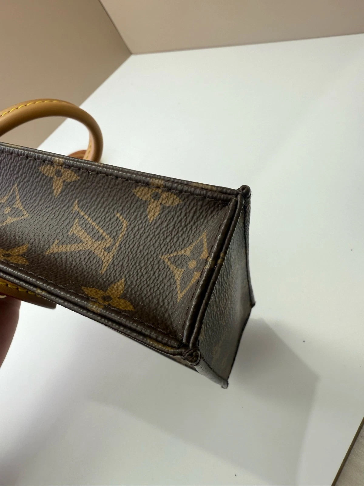 Louis Vuitton Petit Sac Plat Monogram Canvas Mini Tote Handbag Crossbody