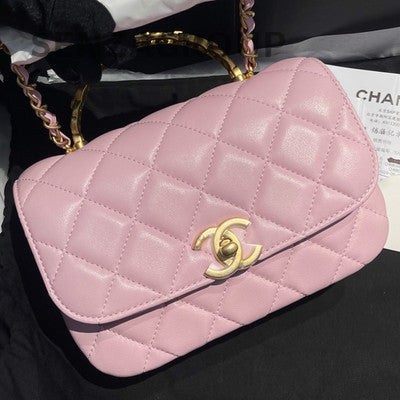 Chanel Quilted Pink Gold Chain Crossbody Shoulder Bag