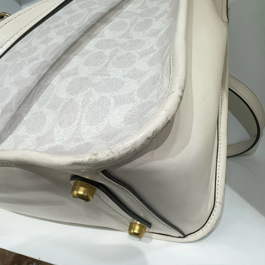 COACH Tyler 35 Women's Signature Canvas Calfskin Handbag Shoulder Bag