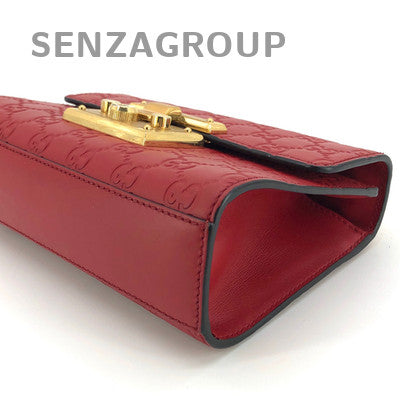 Gucci Padlock Small Red GG Print Gold Chain Crossbody Bag for Women