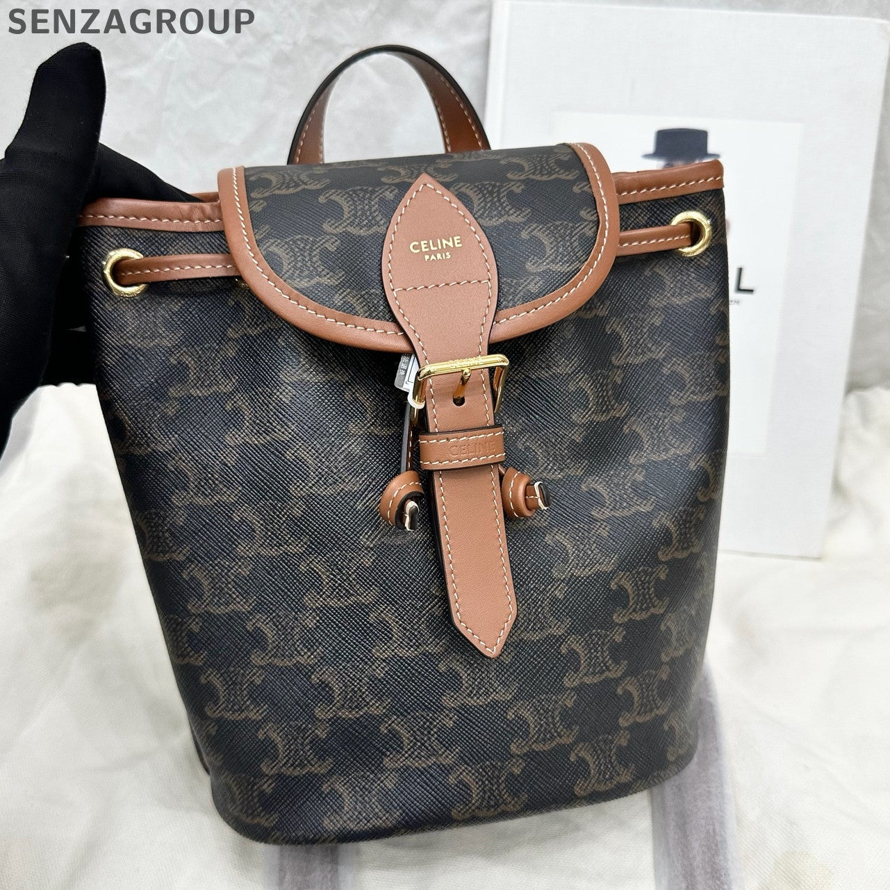 Celine Triomphe Mini Backpack Black & Brown Monogram - Classic Women's Bag