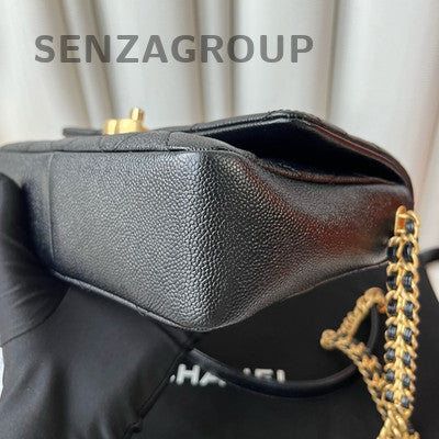 Chanel Black Gold Classic Flap Quilted Chain Shoulder Crossbody Bag