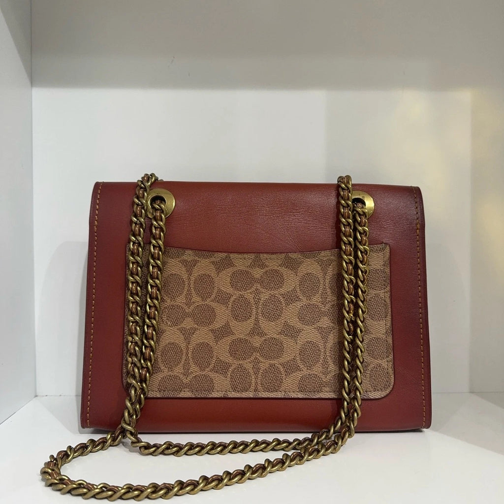 COACH Parker 26 Classic Canvas Calfskin Shoulder Crossbody Handbag For Women