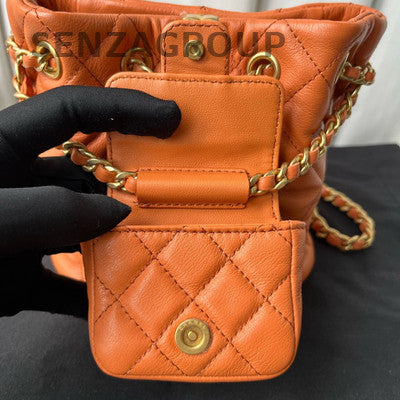 Chanel Quilted Small Orange Chain Backpack Classic Fashion Women