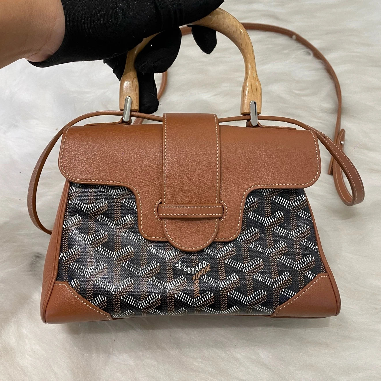 Goyard Mini Saigon Bag Brown Monogram Handbag Crossbody Classic Women