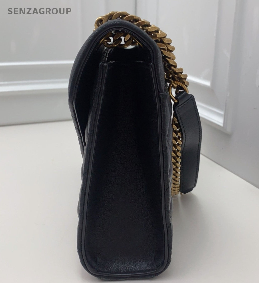 Saint Laurent Envelope Chain 2Way Crossbody Shoulder Bag Black Gold Women