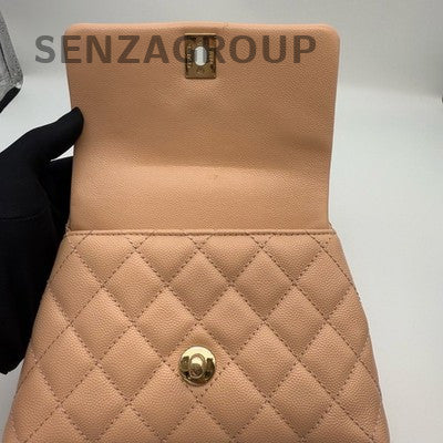 Chanel Coco Handle Small Pink Gold Hardware Calfskin Quilted Bag