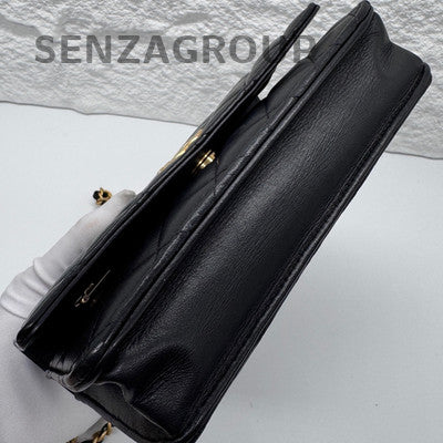 Chanel 22K Black Gold WOC Chain Shoulder Crossbody Bag Quilted Pattern