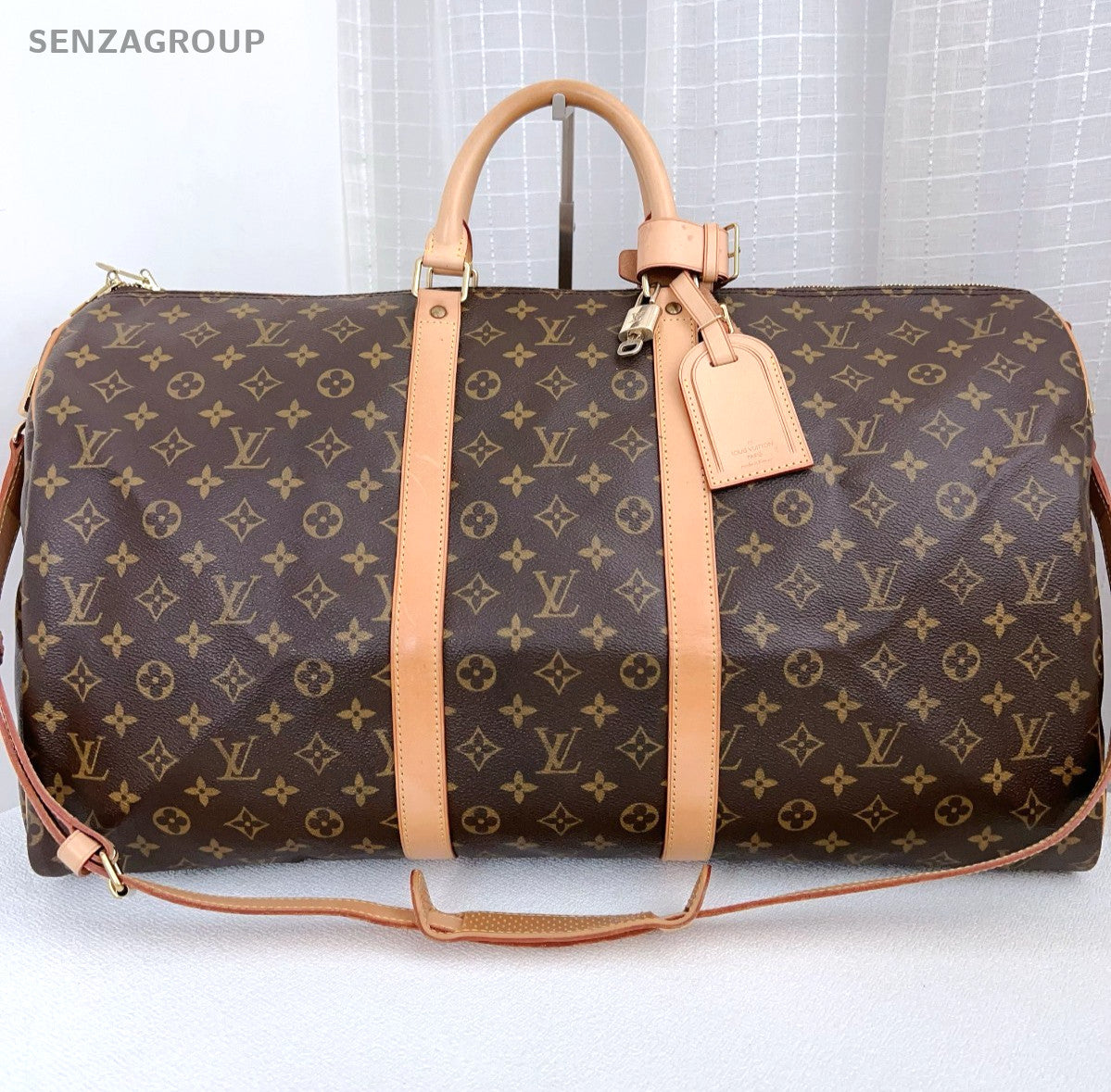 LouisVuitton Keepall 55 Monogram Shoulder Crossbody Bag Brown Travel bag
