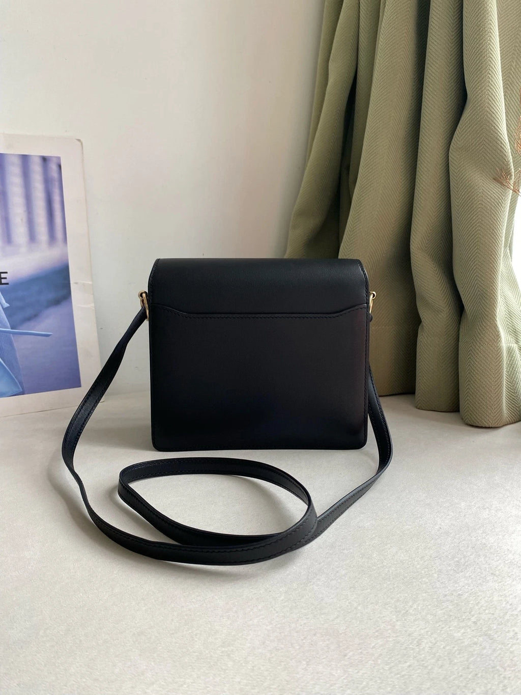 Hermes Roulis19 Black Gold Epi Leather Shoulder Crossbody Bag For Women