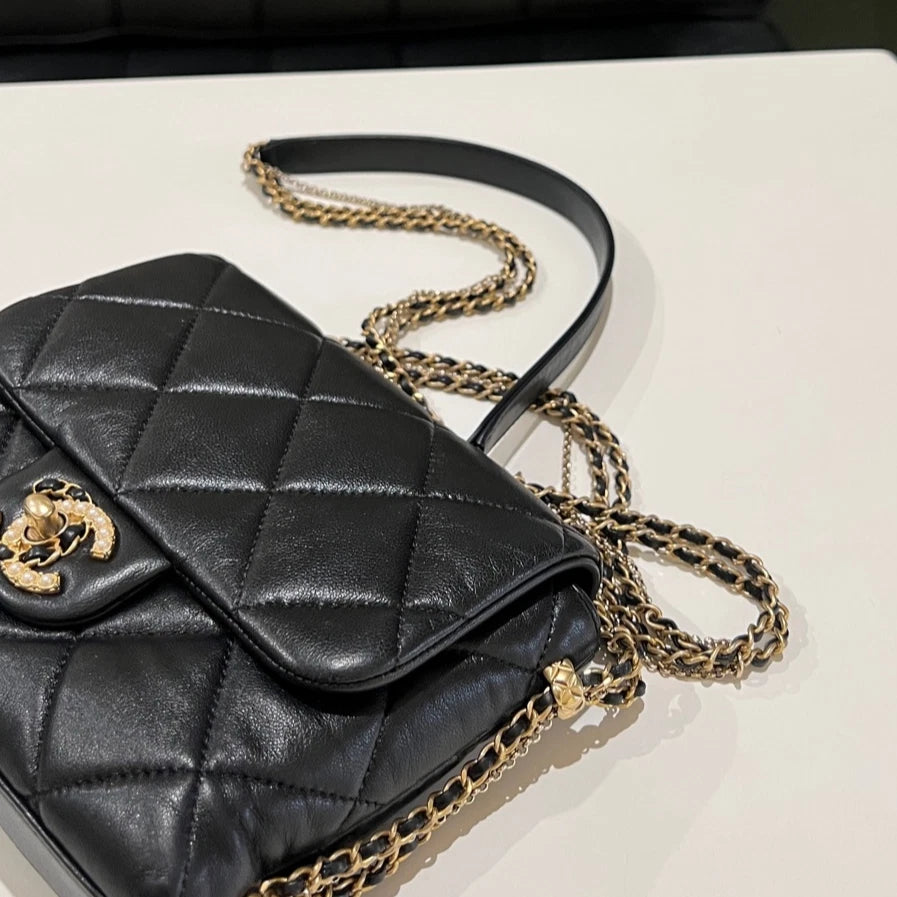 Chanel Classic Mini Square Flap Black Mixed Hardware Crossbody Bag