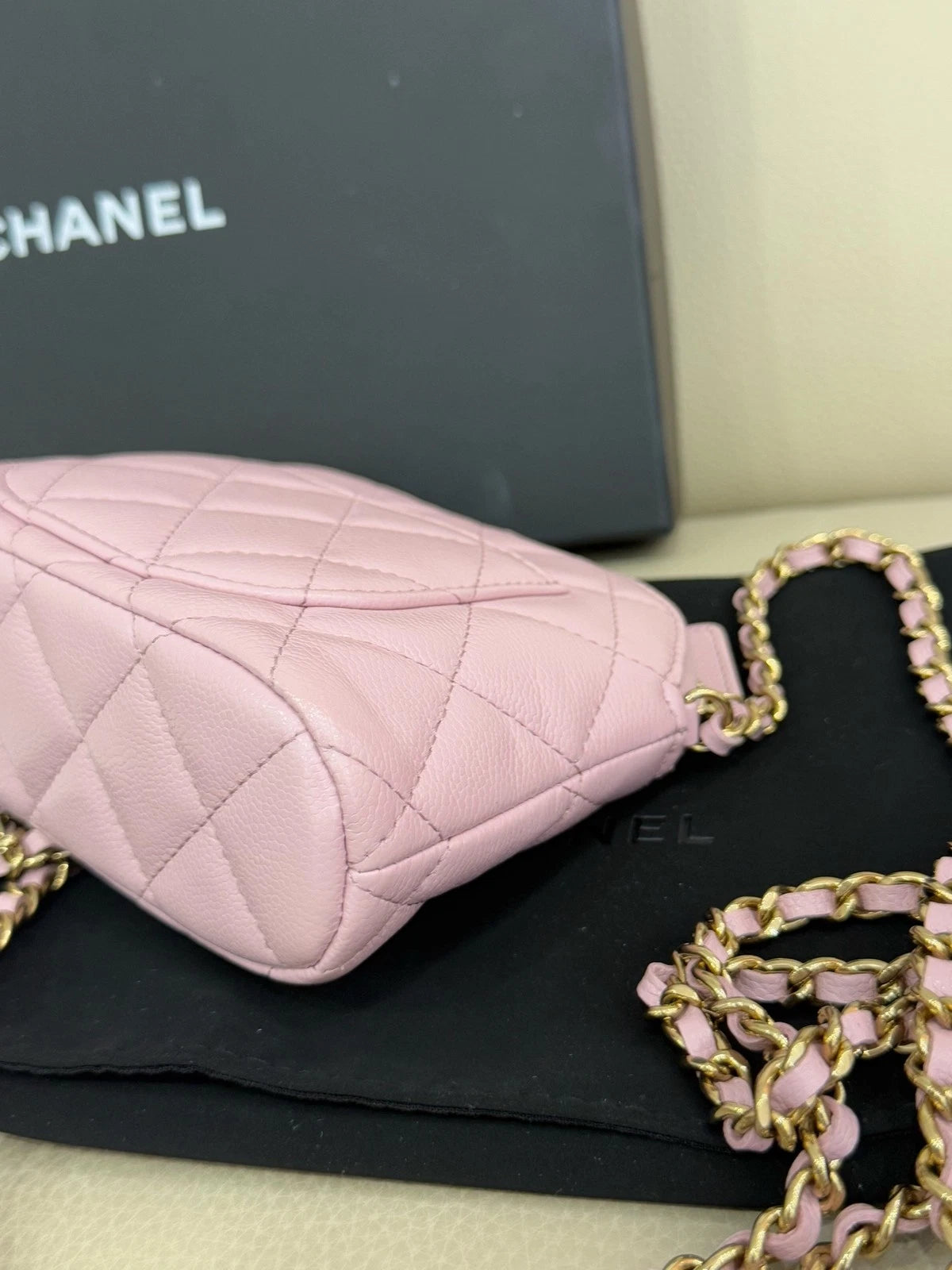 CHANEL Pink Purple Mini Shell Bag Leather Handbag For Women