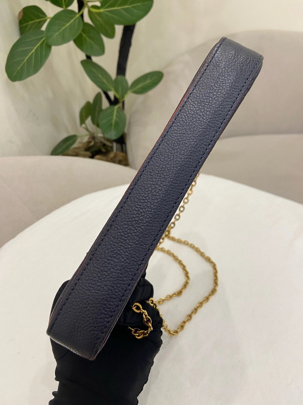 Louis Vuitton Felice Monogram Empreinte Chain Crossbody Blue Gold Women Classic