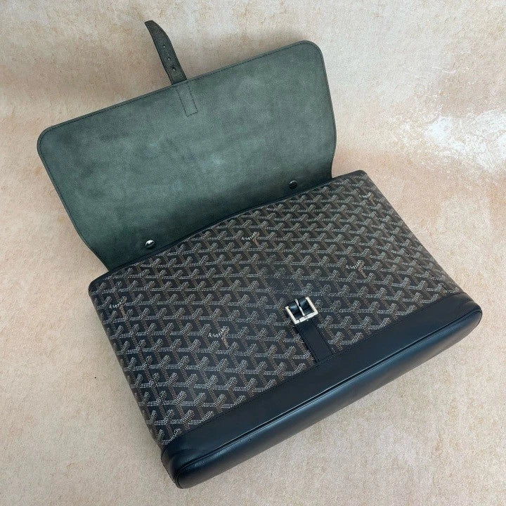 Goyard Citadin Classic Black Leather Shoulder Bag Briefcase For Women