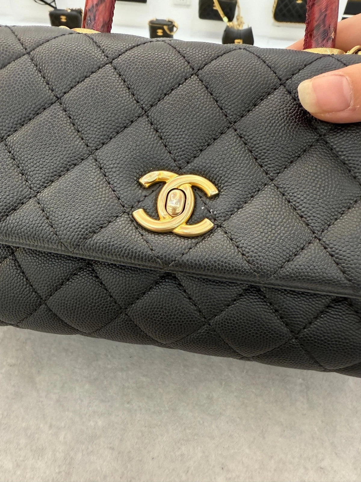 CHANEL Black Calfskin COCO Handle Shoulder Bag For Women