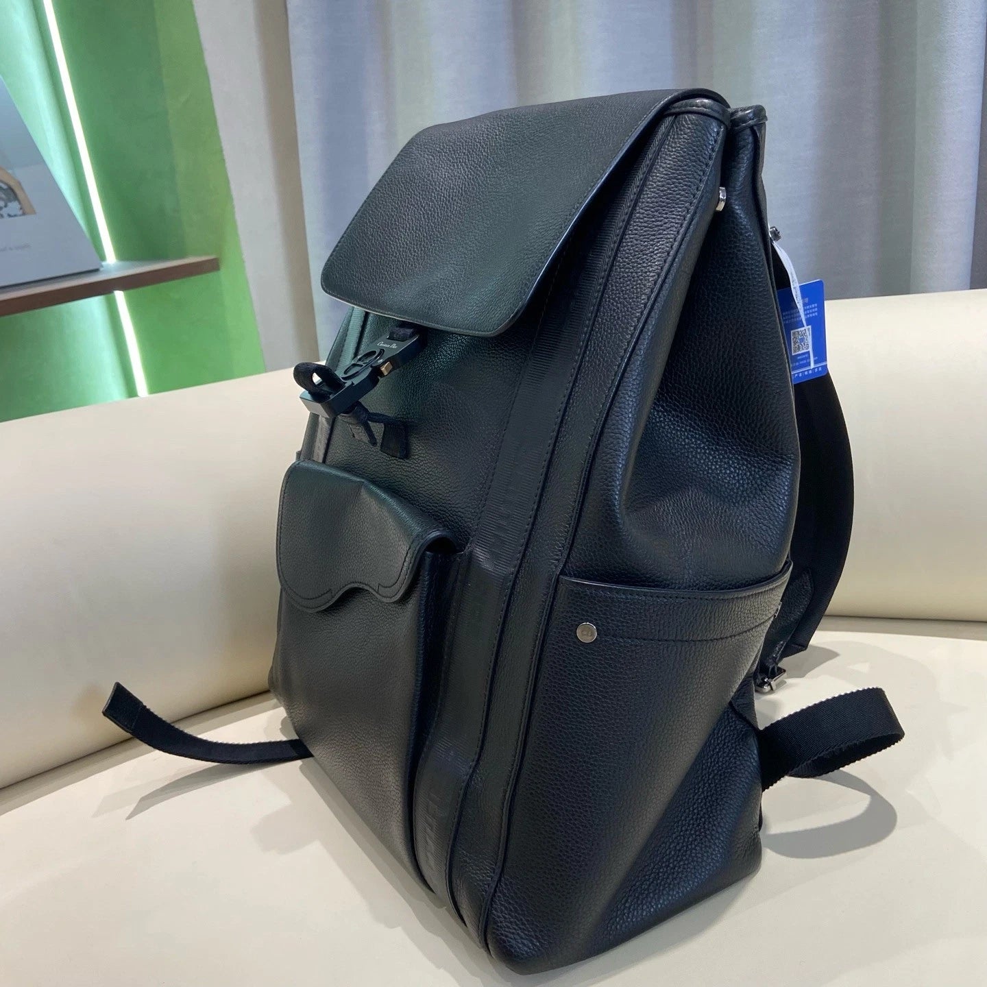 Authentic Christian Dior Calfskin Backpack Silver Hardware