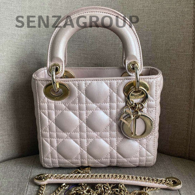 Dior Lady Dior Pink Gold Hardware Tote Chain Crossbody Bag