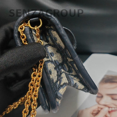 Dior Montaigne Nano Monogram Chain Shoulder Bag Black Gold Women's