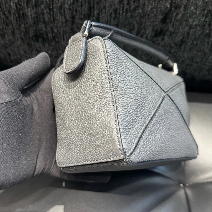 Loewe Puzzle Mini Top Handle Shoulder Crossbody Bag Gray Silver Women D