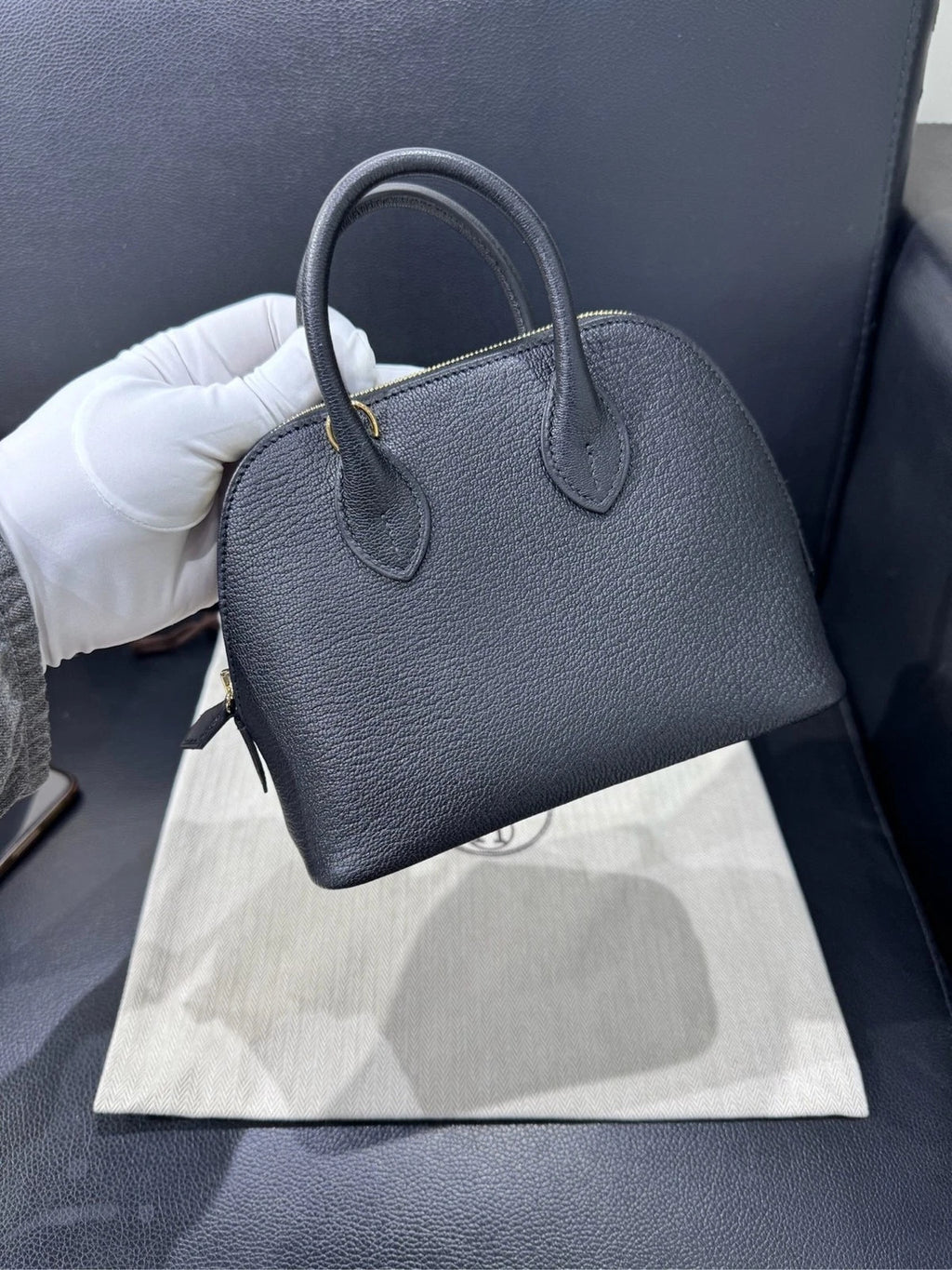 Hermes Mini Bolide Black Gold Leather Bag For Women