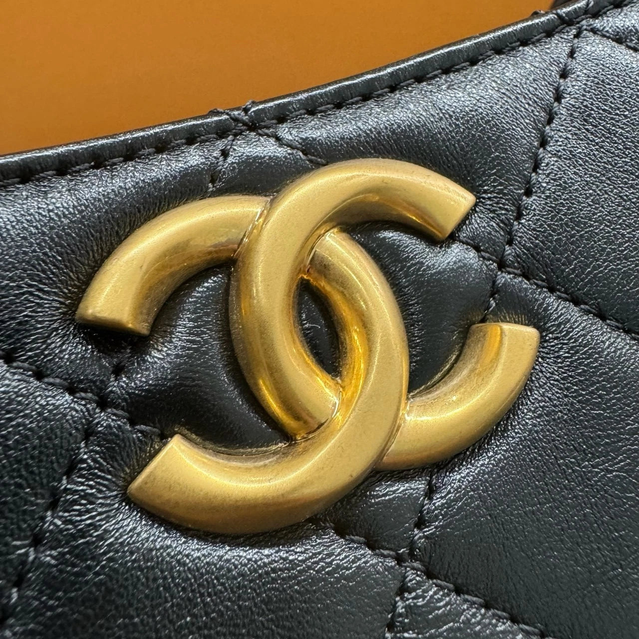CHANEL Large Black Gold Hobo Shoulder Bag For Women