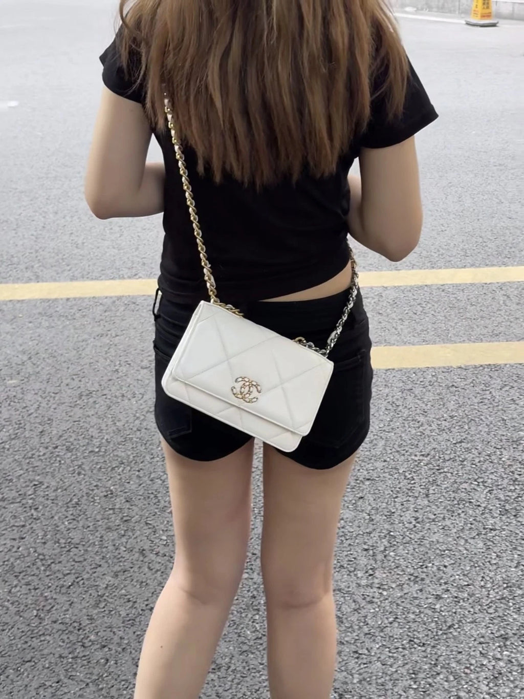 CHANEL 19 WOC White Lamskin Crossbody Bag For Women